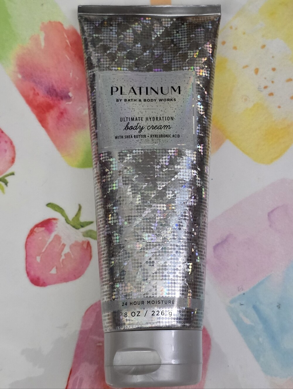 Bath & Body Works Platinum Silver Holographic Body Cream 8oz NEW